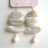 Agate Zen Triple Drop Earrings with Pink Peruvian Opal drops