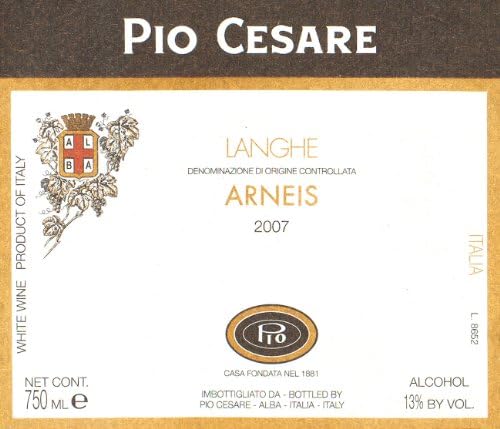 2007 Pio Cesare Arneis, Dry White Langhe 750 mL