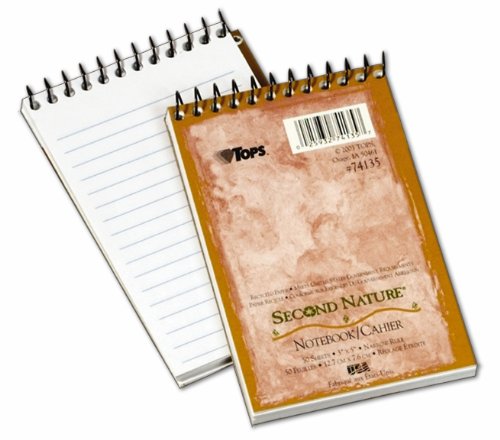 TOPS Second Nature Notebook, 3 x 5 Inch, Narrow Ruled, Recycled, 50 Sheets, Assorted (74135)