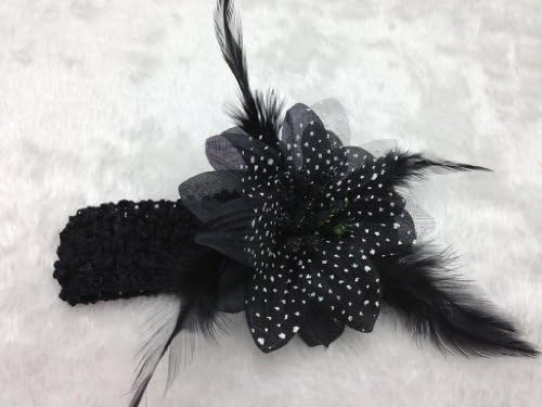 Lowestbest Beautiful Cute Baby Girls Hair Accessories Headband Headbands Feather Flower Hair Band Rose Size:11"x4.5"x1" (black)