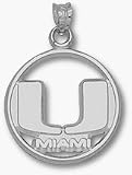 Miami Hurricanes Pierced Circle U Miami Pendant - Sterling Silver Jewelry