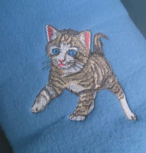 Polyester Fleece Tiger Stripe Kitten Blue Throw in the Corner (Blue)