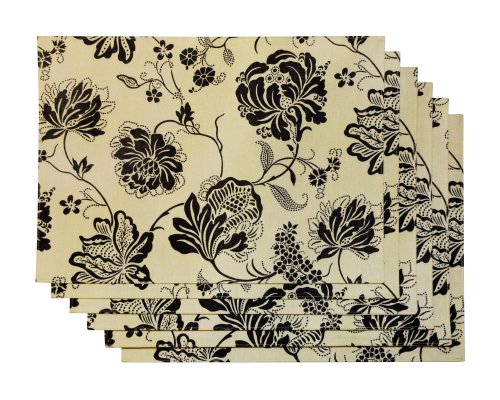 Rose Tree Milano Table Linens Set Of 6 Placemats, Black