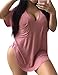 FUNOC Ladies Women Loose Leopard Printing Chiffon Casual Tops T Shirt Blouse (Fluorescent Red, V-Neck, L)