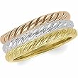 14k Tri-Color Gold Rose Design Staking Bands
