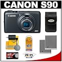 Canon PowerShot S90 Compact Digital Camera + Two (2) Spare NB-6L Batteries + Case + Accessory Kit