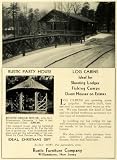 1931 Ad Rustic Furniture Co Log Cabins Rustic Party House Camps Williamstown NJ - Original Print Ad