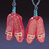 Set Of 10 The Wizard Of Oz Glittery Ruby Slipper Christmas Lights
