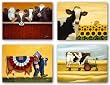 Ride To The Fair-Waiting For Company-Sunflower Cow-First In Class Set by Lowell Herrero
