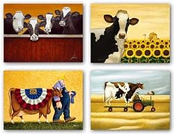 Ride To The Fair-Waiting For Company-Sunflower Cow-First In Class Set by Lowell Herrero