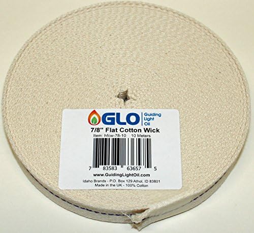 Guiding Light Oil 7/8" Inch Flat Cotton Oil Lantern or Oil Lamp Wick with Purple Stitch. 32 Foot Roll - 10 Meters
