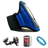 Blue Moisture Resistant Protective Neoprene Exercise Workout Armband with A ....