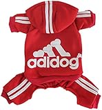Scheppend Adidog Pet Clothes for Dog Cat Puppy Hoodies Coat Winter Sweatshirt Warm Sweater,Red Medium