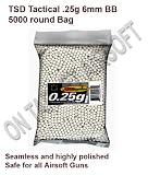 Airsoft BBs .25 gram 5000 round bag TSD Tactical Brand