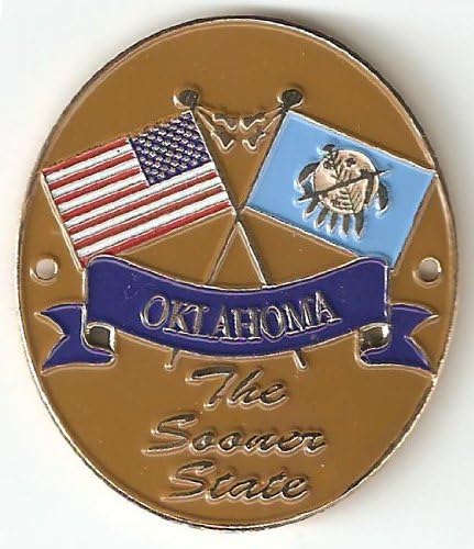 Oklahoma & United States of America Flags - Hiking Stick Medallion - The Sooner State