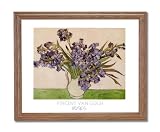 Vincent Van Gogh Irises In Vase Flower # 2 Home Decor Wall Picture Oak Framed Art Print