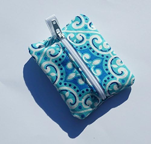 Ear Bud Pouch / Earbud Holder / Zip Pouch / Mini Zip Pouch / Jump Drive Holder ::: Designs in Aqua
