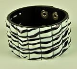 Zebra Pyramid Wristband Cuff Goth 80s Punk Psychobilly