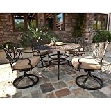 Kingston Five Piece Swivel Chair Set in Bronze