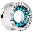 3/4" Stainless Steel Aqua Clear CZ Double Row Screw Fit Tunnel