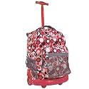 J World Single Handle Rolling Chess Backpack - Red