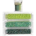 SG Paris - Rue De La Perle - Perles En Verre/Rocaille 2Mm 3 Tubes De 7Gr Chacun En Camaieux/Green Ab