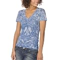 Peace Burnout V-Neck Graphic Tee - Blue