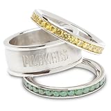 Green Bay Packers Logo Crystal Stacked Ring Set
