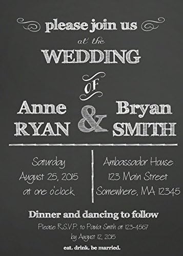 Printable Custom Chalkboard Wedding Invitation - Personalized Wedding Invitation - Chalkboard Wedding Invitation - Black and White Wedding Invite