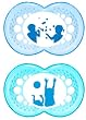 MAM 213311 - Relax Silikon 6-16, Schnuller, für Jungen, Doppelpack, farblich sortiert - BPA frei
