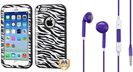 Combo pack MYBAT Zebra Skin/Black VERGE Hybrid Protector Cover for APPLE iPhone 6 (4.7-inch) And MYBAT Purple Stereo Handsfree (745) (with Package) for APPLE The new iPad APPLE iPhone 4S/4 APPLE iPad 2 APPLE iPod touch (4th generation) APPLE iPad APPLE iPod nano (6th generation) APPLE iPod shuffle (4th generation) APPLE iPhone 3GS/3G APPLE iPod touch (3rd generation) APPLE iPod nano (5th generation) APPLE iPhone 5S/5 APPLE iPod touch (5th generation) APPLE iPad Mini APPLE iPod nano (7th generati