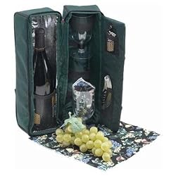 Picnic Gift Solana Two Person Wine Tote in Green - Picnic Gift 2025-GR