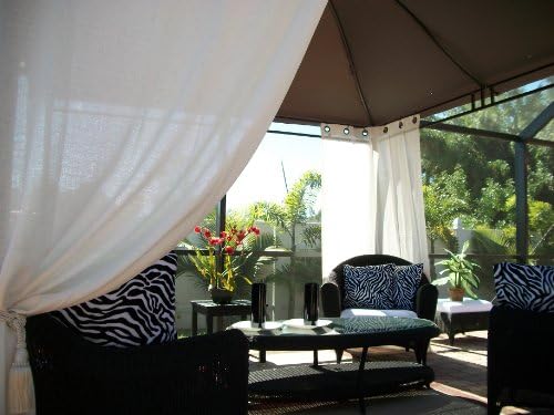 Indoor Outdoor Gazebo Patio Drapes.. Soft Cream/Ivory 50" wide x 108"L