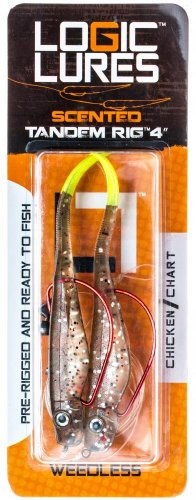 Logic Lures Scented Tandem Rig, Chicken/Chartreuse Tail
