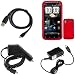 iNcido Brand HTC Sensation 4G Combo Rubber Red Protective Case Faceplate Cover + Home Wall Charger + USB Data Charge Sync Cable + Rapid Car Charger for HTC Sensation 4G