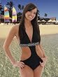 Sexy Swimsuit Women's Profile by Gottex Black Halter Suit One Piece Swim Suit Sale Sizes 8 10 12 or 14