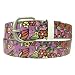 Tattoo Style Roses Daisies Flowers Pink Leather Belt