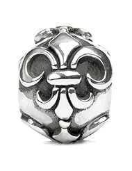 Novobeads Fleur-de-lis Sterling Silver Charm Bead - Made in USA w imported materials - Fits all major bead bracelets