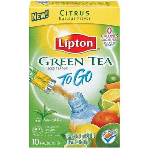 Lipton Green Tea Iced Tea Mix To-Go, Citrus, 10-Count Boxes (Pack of 3) by Citrus Green Teas