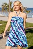 Beach Belle® Indigo Tie Dye Plus Size Draped Halter Dress - Plus Size Swimsuit Plus Size Swimsuit