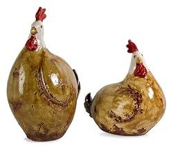 Set of 2 Country Farm Table Top Ceramic Chicken Accents