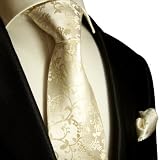 Necktie Set 2pcs. Tie & Handkerchief by Paul Malone champagne flower wedding tie for men