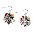 Silvertone Colorful Flower Dangle Earrings Fashion Jewelry