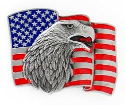 Eagle on American Flag Pewter Belt Buckle