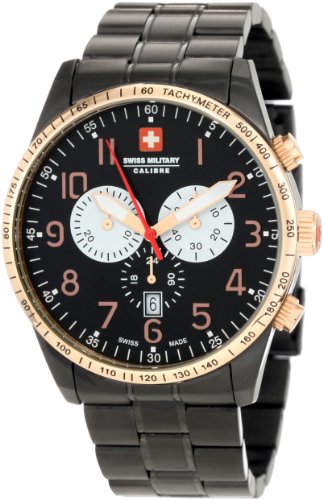 Swiss Military Calibre Men's 06-5R4-13-007.9 Red Star Rose Gold IP Bezel Chronograph Steel Date Watch On Sale