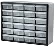 Akro-Mils 10724 24-Drawer Plastic Parts Storage Hardware and Craft Cabinet, 20-Inch by 16-Inch by 6-1/2-Inch, Black/Grey