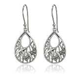 Sterling Silver Marcasite and Crystal Dragonfly Wire Earrings