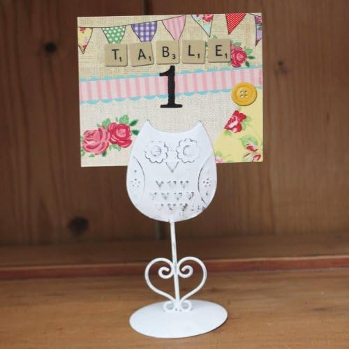 Luck And Luck Owl Table Name / Number Holder Shabby Chic Vintage Style Clip Wedding