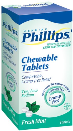 Phillips' Mint Chewable Laxative Tablets, 100-Count Box  (Pack of 3)