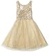 Bonnie Jean Girls 2 - 6X Gold Dress With Sequin Bodice and Pleated Skirt